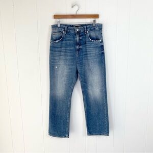 Zara Dropped Fit Cropped + Denim Jeans Womens Size 6.